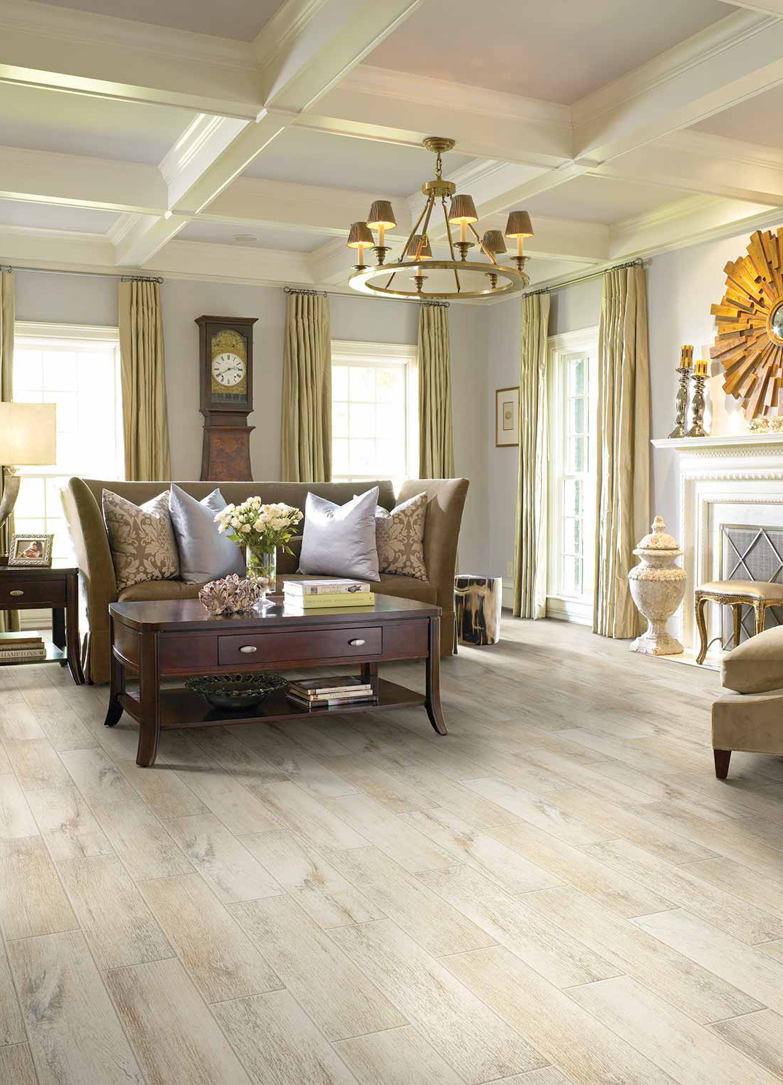 Oak coloured laminate by Shaw Floors in elegant living room setting