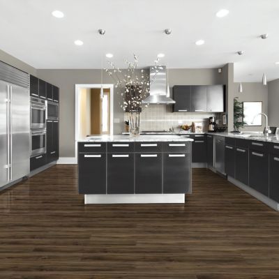 dark wood look floors in a modern Woodstock kitchen